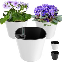 African Violet Self Watering Pots For All Orchid, Agave, Etc. House, 3 Pack. - £32.37 GBP