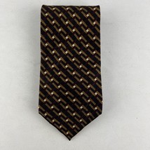 Jhane Barnes Men&#39;s Geometric 100% Silk Tie Browns New Unused NWT - £15.81 GBP