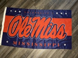 University Of Mississippi Ole Miss Rebels Flag Red Blue 3’x5’ - £7.75 GBP