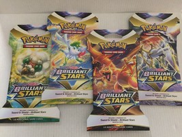 4 New Pokemon Sword &amp; Shield Brilliant Stars Packs - 40 Total Cards - £30.40 GBP