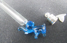 Elephant Blue Glass Vial 1&quot; Little Bottle Charm Cremation Ashes Pendant ... - £7.34 GBP