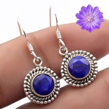 Lab Created Blue Sapphire Gemstone 925 Silver Earring Handmade Jewelry Earring 1 - £7.50 GBP