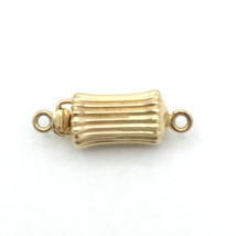 14K solid yellow gold box clasp - ribbed barrel-shape finding necklace bracelet - £35.55 GBP