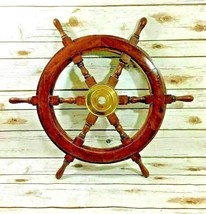 Nautical ship wheel 45.7 cm pirate wood handmade boat staring wheel-
show ori... - £51.89 GBP
