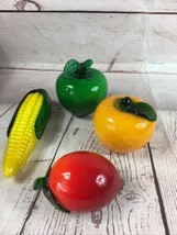 Murano Style Glass Fruit And Vegetables Lot Corn Apple Pear - $24.75