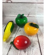 Murano Style Glass Fruit And Vegetables Lot Corn Apple Pear - £18.94 GBP