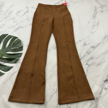 Spanx Womens Faux Suede Flare Pants Size M New Caramel Brown Pull On Stretch - $72.26