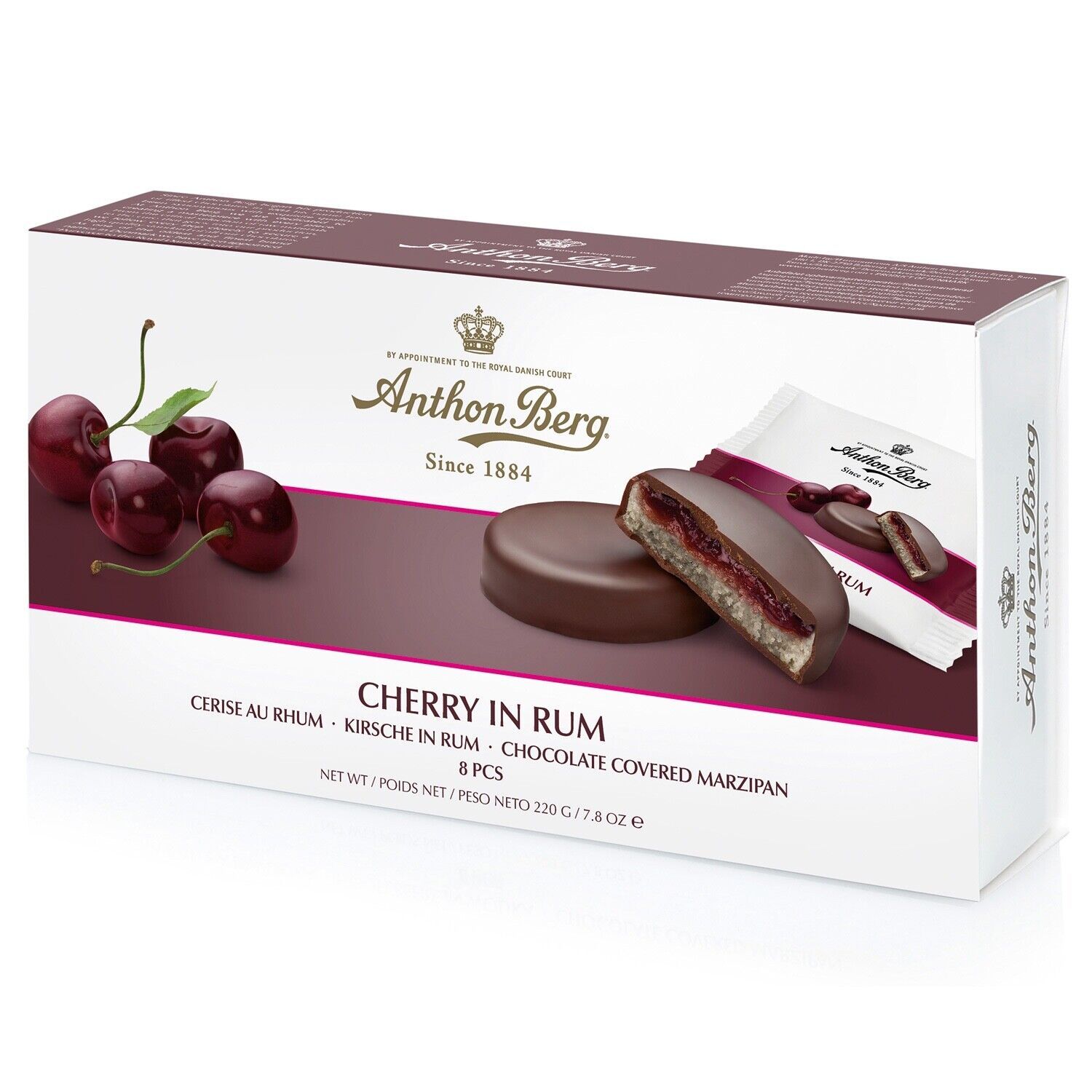 Anthon Berg CHERRY chocolate marzipan cakes 220g GIFT BOX FREE SHIPPING