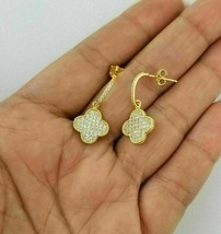 1 Ct Round VVS1 Diamond Cluster Drop/Dangle Women&#39;s Earrings 14K White Gold Over - £70.05 GBP