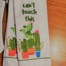 Cactus theme Kitchen Towels, Can't Touch This, Set of 2, Succulents