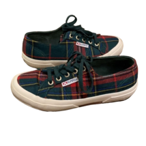 Superga Red Tartan Plaid Wool Sneakers by Anthropologie Unisex Size W6.5 M5 - £31.97 GBP