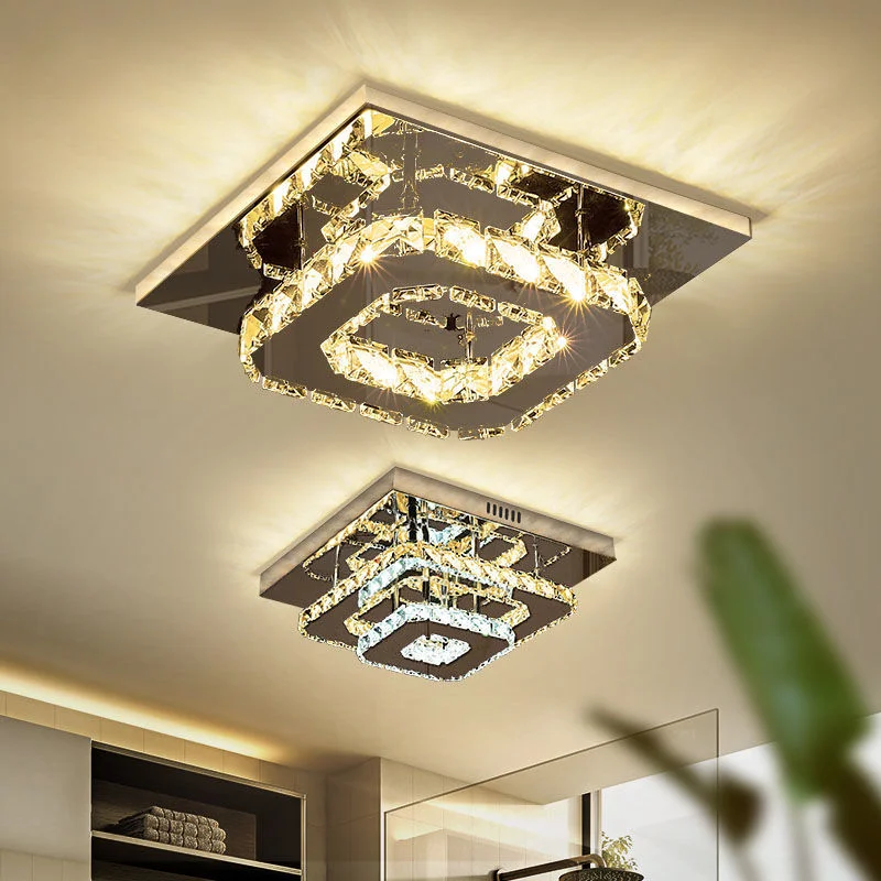 LED Square Crystal Ceiling Lamp Modern Indoor Lighting 12W Aisle Corrido... - $42.50+