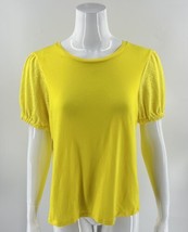 Michael Kors Top Size Large Canary Yellow Eyelet Puff Sleeve Shirt - £19.42 GBP