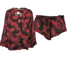 Plush Apparel Revolve Palm Print Satin Pajamas Size M - £19.57 GBP