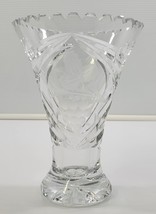N) Vintage Lausitzer Glas Lead Crystal Etched Hand Cut Glass Vase Germany - $24.74