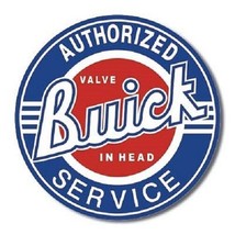 Buick Authorized Service Car Dealer Logo Round Retro Vintage Metal Tin Sign New - £12.73 GBP