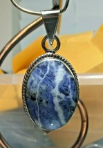 TAXCO TM-287 .925 Sterling Silver Blue Agate Pendant - £33.96 GBP