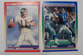 Phil Simms NY Giants 2 Score Football Cards 1990 Quarterback NM #5 &amp; 314  - £23.31 GBP