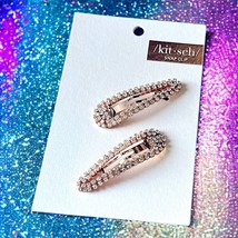 KITSCH Mini Rhinestone Snap Clips in Rose Gold - set of 2 - New With Tags - £11.89 GBP