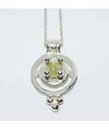Sterling Silver Circle Peridot Pendant Necklace - £33.08 GBP