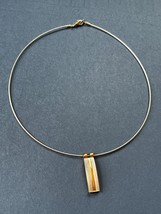 Stiff Tubular Silvertone Chain Collar w Monet Marked Silver & Goldtone Rectangle - $14.89