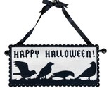 CBK Happy Halloween Large Felted Sign with Black Crows Retired - $23.87