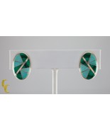 Gorgeous Sterling Silver Turquoise Inlay Clip-on Earrings Unique! - $261.36