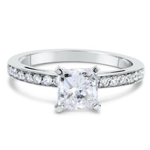2.0CT Princess Cut Moissanite Engagement Ring 14K White Gold Plated - £118.69 GBP