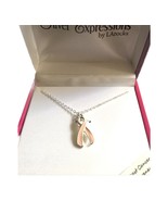 Silver Expressions By LA Rocks Breast Cancer Awareness Ribbon Necklace - £14.76 GBP