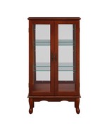 3-Tier Lighted Cherry Curio Cabinet, Adjustable, Mirrored Glass - $5,028.56 MXN