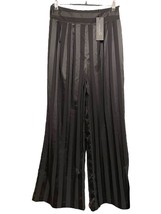 NWT Vacate The Label Kyoto Noir Stripe Satin Wide Leg Pants Size Small B... - $31.99