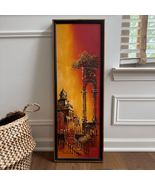 Vintage 50s MCM Matson Oil Painting Orange Yellow Black Framed Retro 30 ... - $139.85 CAD