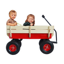 Outdoor Wagon All Terrain Pulling w/Wood Railing Air Tires Children Kid Garden - £97.27 GBP