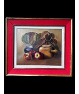 Signed French Still Life Oil Painting: Apples, Teapot, Loire Valley Fram... - $7,125.55 MXN