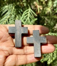 2 Pc Wood CROSS Pendant, Jesus Christ Wooden Locket Handmade, 4 cm handp... - £11.03 GBP