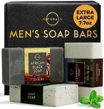 African Black, Cedarwood &amp; Mint 3-Pc Mens Soap Bar 7.7oz each - £21.30 GBP