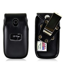 Turtleback Fitted Case Made for ZTE Z320 Cymbal Flip Phone Black Leather Rotatin - £30.25 GBP