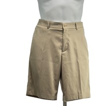 SLAZENGER Mens Shorts Tan Polyester Stretch Bermuda Fly Zip Pockets Size... - $22.49