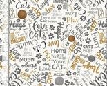 Cotton Ball of Yarn and Text Cats Kittens Pets Fabric Print by Yard D382.77 - $16.95