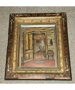 Vintage Deep Frame Wall Decor Spinning Wheel Painting B Anderson Folk Art - $89.99