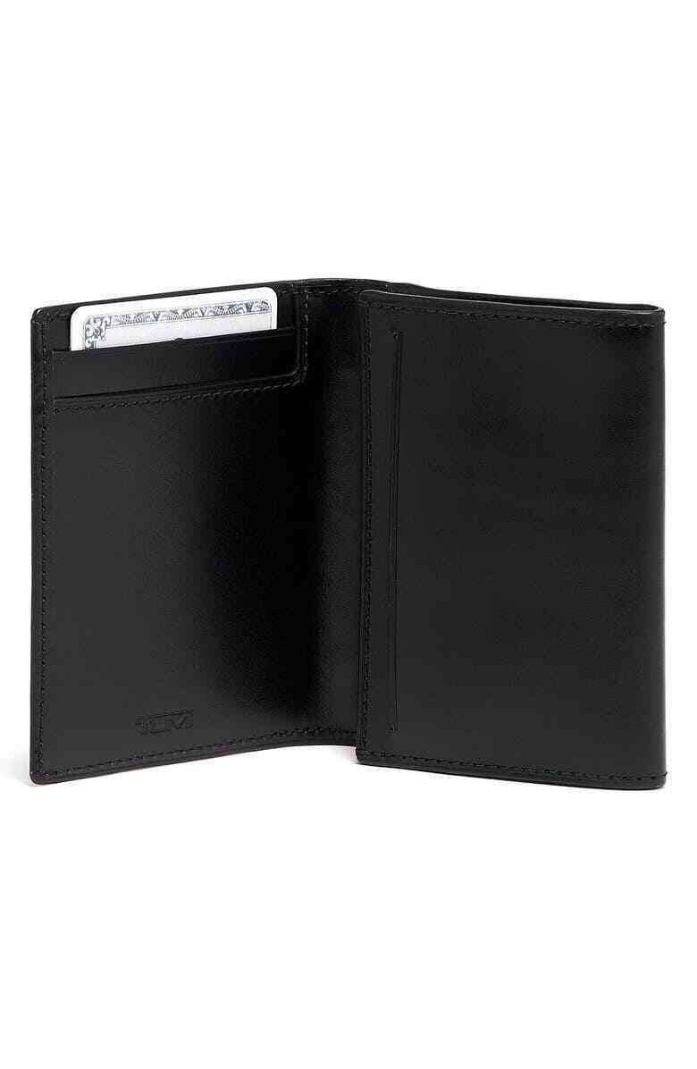 Tumi Gusseted Leather Card Case Wallet in Black - $90.00