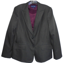 Evan Picone Womens sz 14 Classic Blazer Jacket Notched Collar Dark Gray Buttons - £14.70 GBP