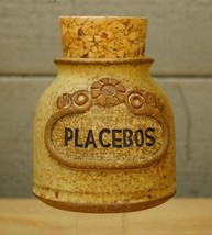Vintage Studio Art Pottery Apothecary Humor Placebos Stoneware Crock &amp; Cork - $20.82 CAD