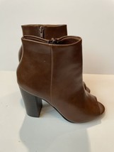 D Chestnut Brown Peep Toe Ankle Faux Leather Boots Size 6 EUC Peekaboo - $25.99