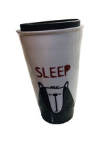 Pier 1 Coffee 12 oz Tumbler Sleep Black bear Black Kid White Ceramic Sleep Gift - £12.48 GBP