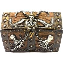 5.5 Inch Skull and Chain Pirate's Chest Jewelry Trinket Box Figurine - $26.71