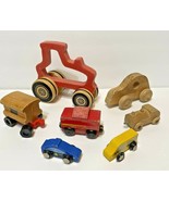 Mixed Lot of 7 Vintage Wooden Cars and Train Cars Various Sizes - £9.90 GBP