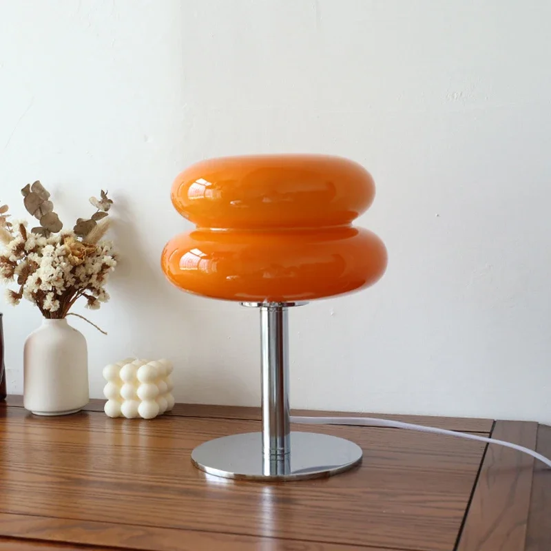 Medieval Glass Table Lamp Macaron Egg Tart Dimming Living Room Atmospher... - $46.72+