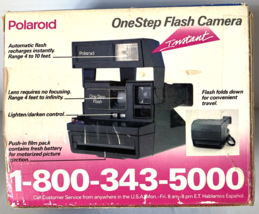 VTG Polaroid 600 OneStep Flash Camera Instant Point And Shoot w/ Manual &amp; Box 90 - £66.51 GBP