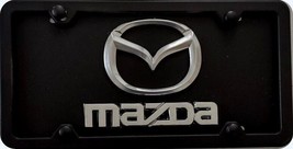 3D MAZDA Dual Logos  Black Aluminum License Plate + Clear Protective log... - £28.44 GBP